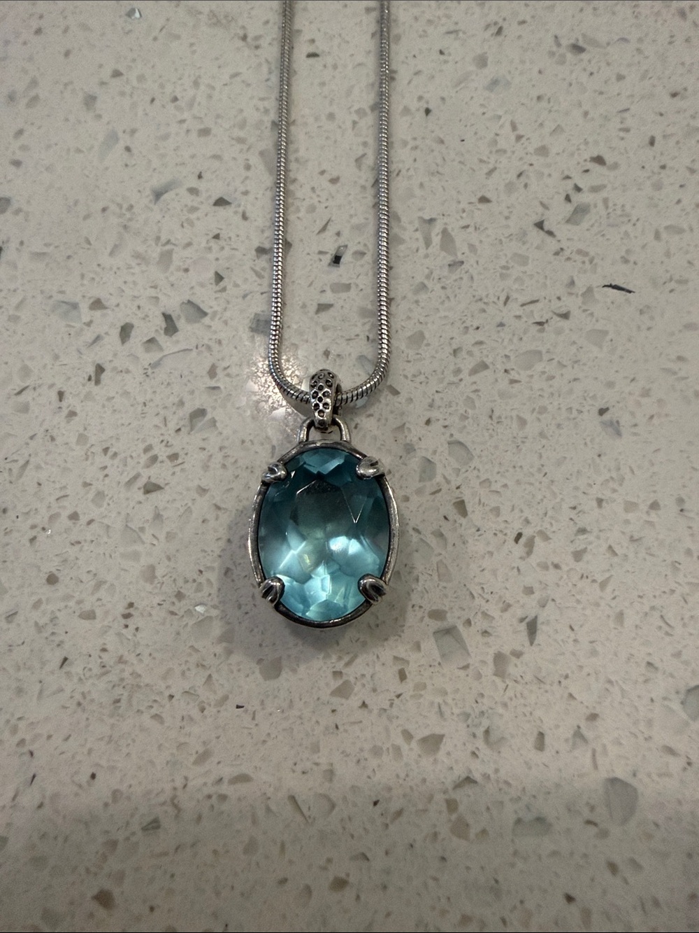 Silpada blue aquamarine glass cabochon necklace